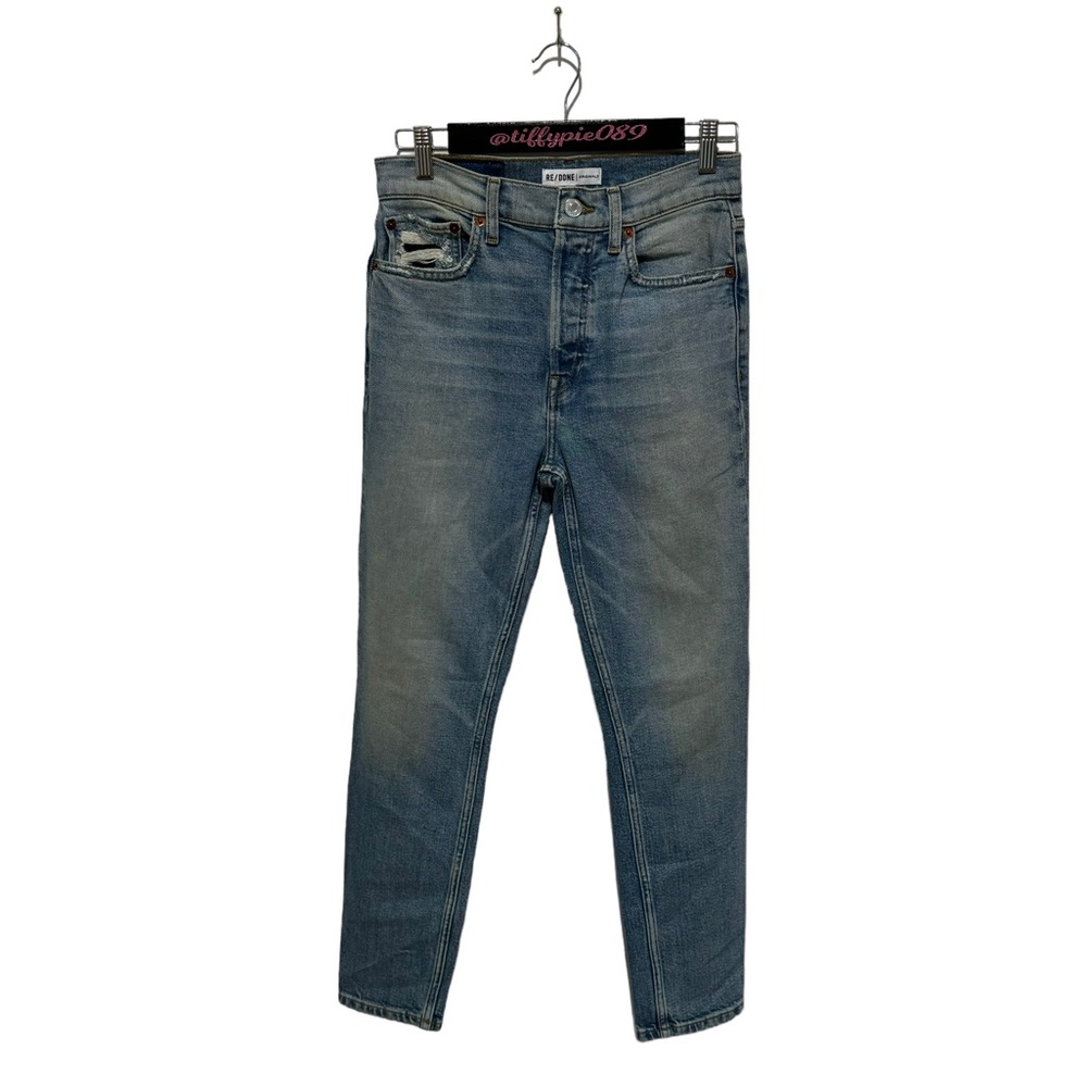 NWT Re/Done High Rise Ankle Crop Comfort Stretch Jeans Worn Blue Size 26